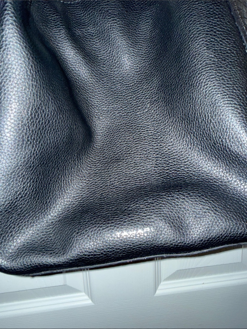 Tahari Black Pebbled Leather Tote